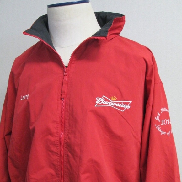 Budweiser Embroidered Red Hoodie Soft Shell Jacket Mens 2XL - Picture 12 of 12
